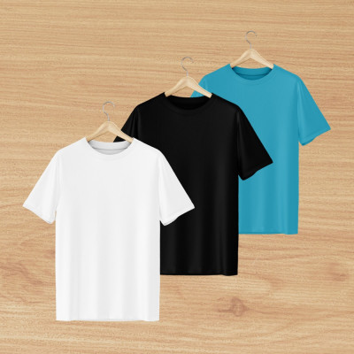 3 Pcs 100% Cotton Solid T-Shirt For Men