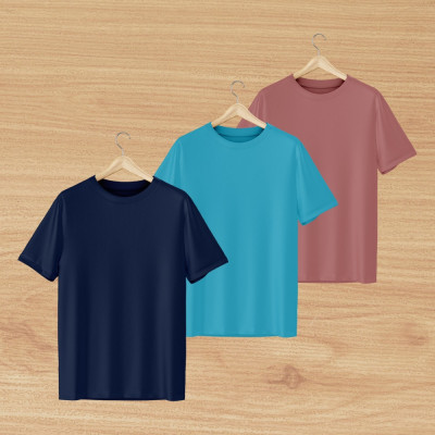 3 Pcs 100% Cotton Solid T-Shirt