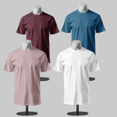 4 Pieces Solid T-Shirt Mesh Fabrics Combo