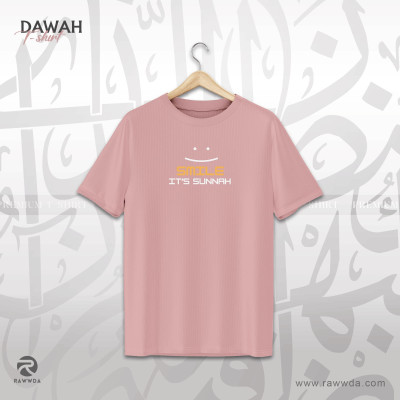 100% Cotton  Baby Pink Smile Sunnah  Premium T-Shirt For Men